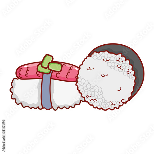 roll seaweed and sushi fish food japanese menu cartoon isolated icon