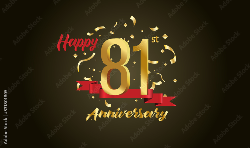Anniversary celebration background. with the 81st number in gold and with the words golden anniversary celebration.