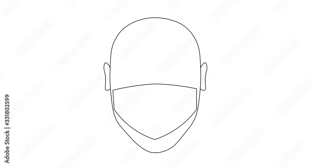 Male head silhouette. Head contour. The masked man. Without a face. Virus protection.