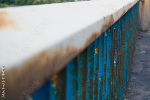 Old blue metal rusty fence © Hennadii