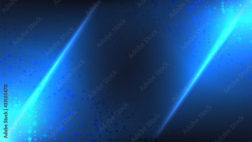 Abstract Blue Gradient Background. Neon Bright Light Backdrop. Modern Technology Vector Illustration. Dark blurry graphic art. Science concept wallpaper. Banner, presentation or print template