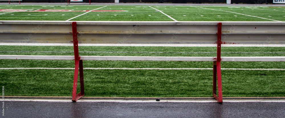 Metal bench on the side lines Metal bench on the side lines