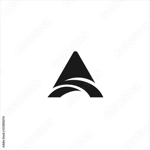 Triangle Road logo design vector image , letter A road logo design , road letter A logo 