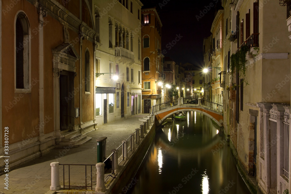 Cityscape of Venice Italy at night