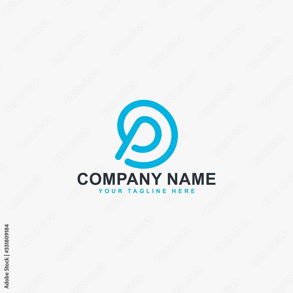 Kidney logo design vector. Letter P line abstract symbol. Monogram P in circle vector icon. Medical care sign.