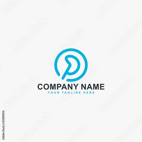 Kidney logo design vector. Letter P line abstract symbol. Monogram P in circle vector icon. Medical care sign.