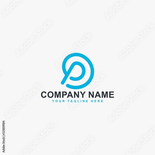 Kidney logo design vector. Letter P line abstract symbol. Monogram P in circle vector icon. Medical care sign.