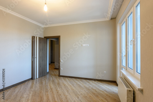 Interior of an empty bedroom after a renovation