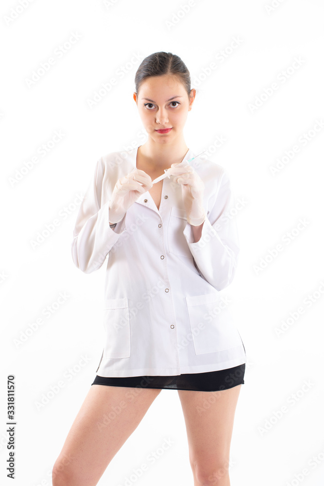 doctor will make woman an injection. selective focus doctor will make woman an injection. selective focus