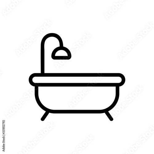 bath with shower icon vector. bath with shower sign. isolated contour symbol illustration