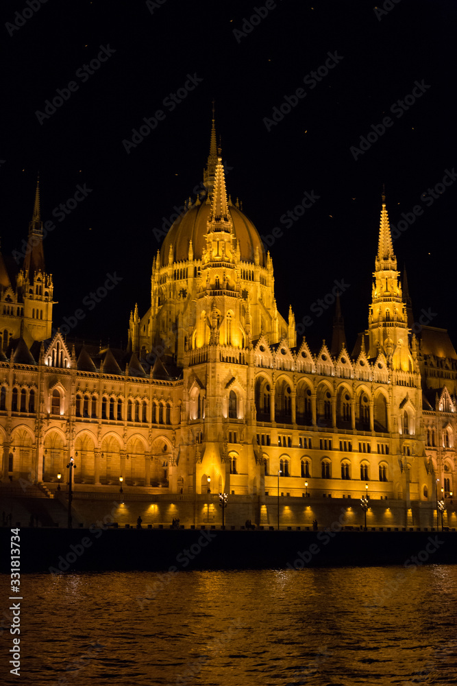 Fototapeta premium Budapest Parliament Buildings at night with backlight