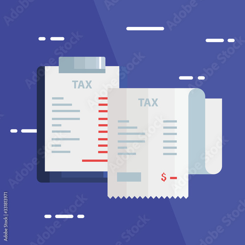 tax day poster with voucher paper and icon vector illustration design