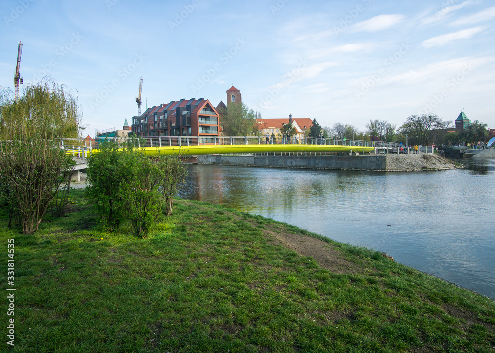 a nice day around the river in Wroclaw city center , Poland 