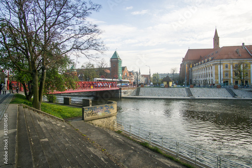 a nice day around the river in Wroclaw city center , Poland 