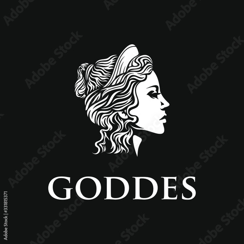 Valokuvatapetti beautiful goddess vector logo design