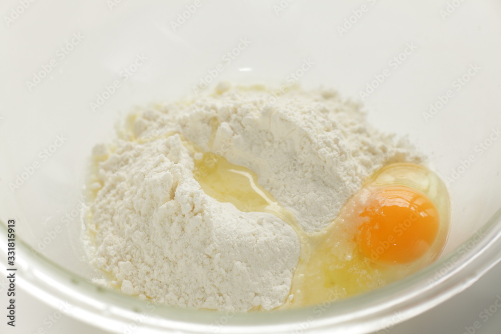 flour and egg with butter for pan cake cooking flour and egg with butter for pan cake cooking
