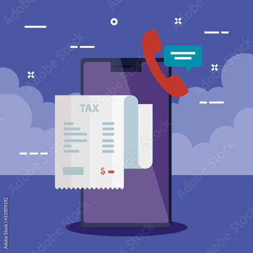 tax day poster with voucher paper and icons vector illustration design