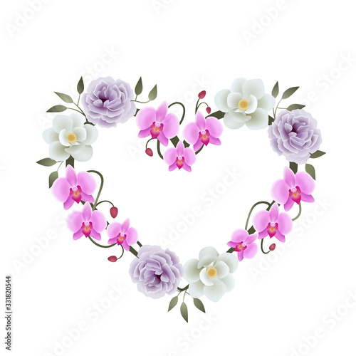 heart shaped frame with flowers