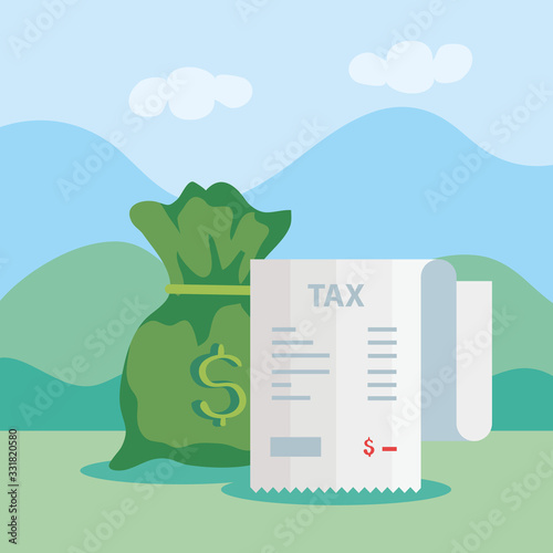 tax day poster with voucher paper and icon vector illustration design