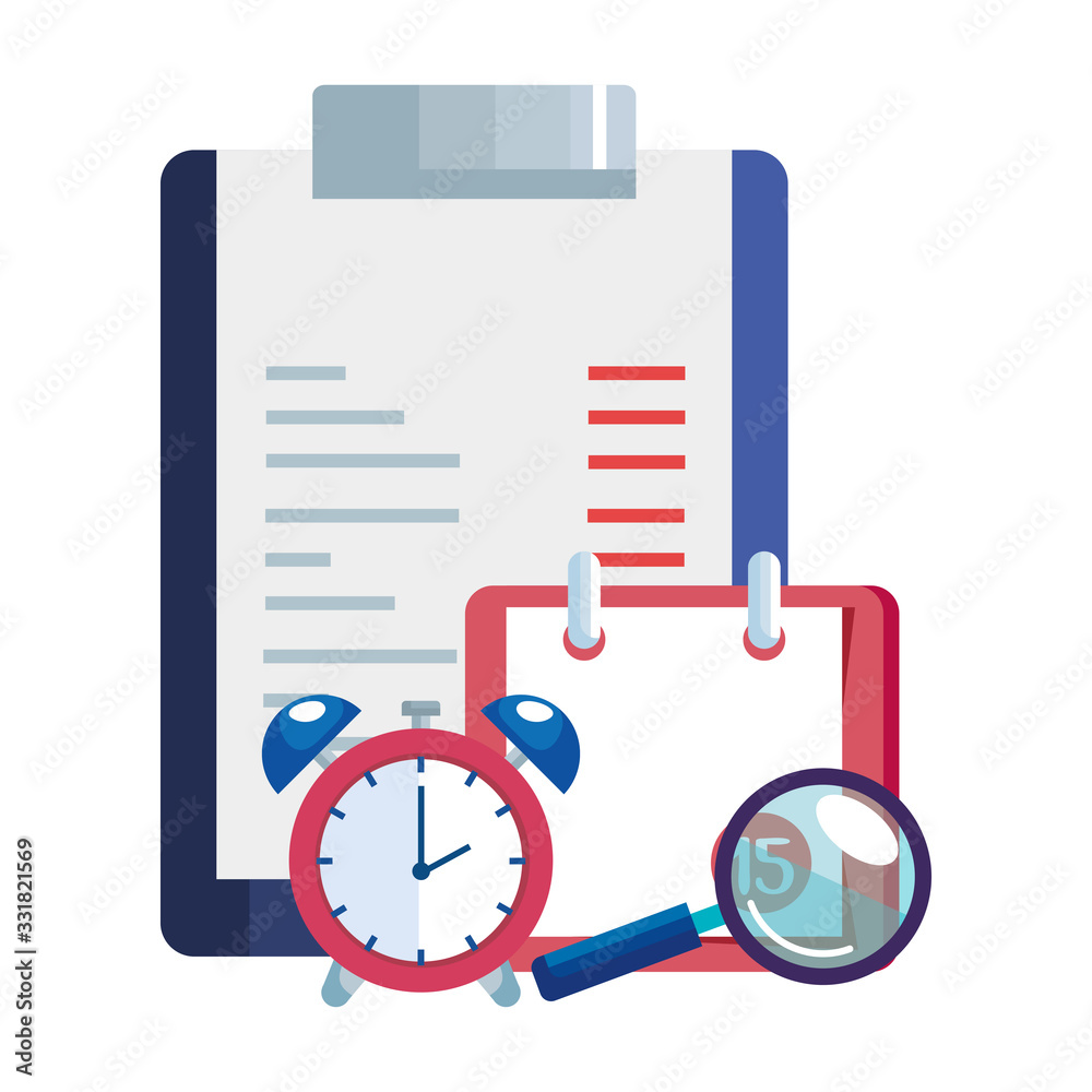 calendar reminder with set icons vector illustration design