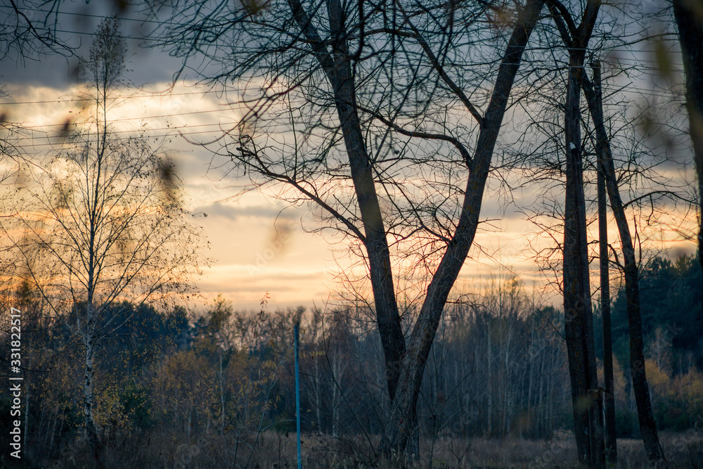 Beautiful sunset in Pripyat at Chernobyl