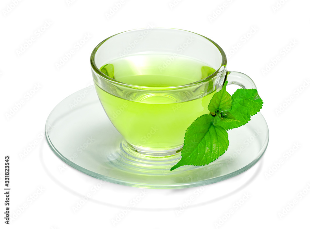 Mulberry tea with transparent cup isolated on white background ,include clipping path Mulberry tea with transparent cup isolated on white background ,include clipping path