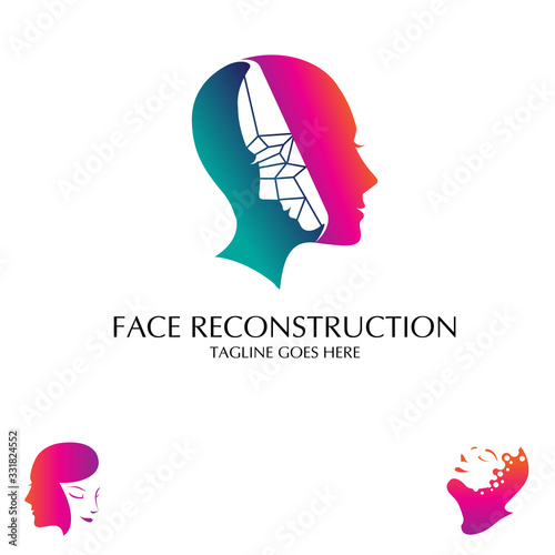 Face Reconstruction concept vector logo