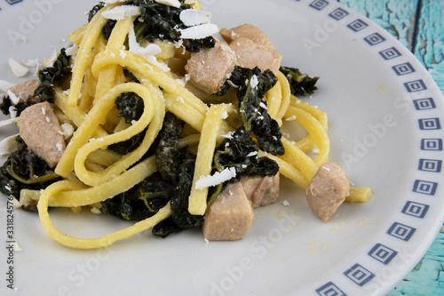  Scialatielli pasta with black cabbage, fresh tuna and sheep's ricotta photo