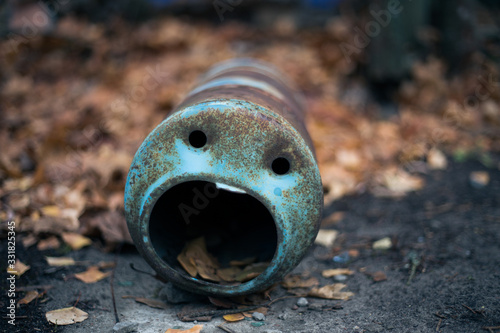 Old metal can in Pripyat in Chernobyl