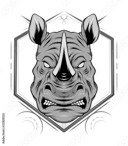 RHINO HEAD LOGO. ILLUSTRATION OF RHINO photo