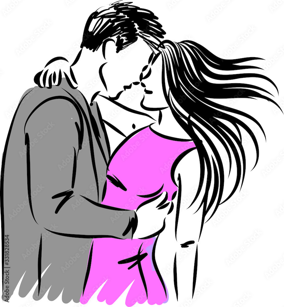 romantic couple hugging vector illustration romantic couple hugging vector illustration