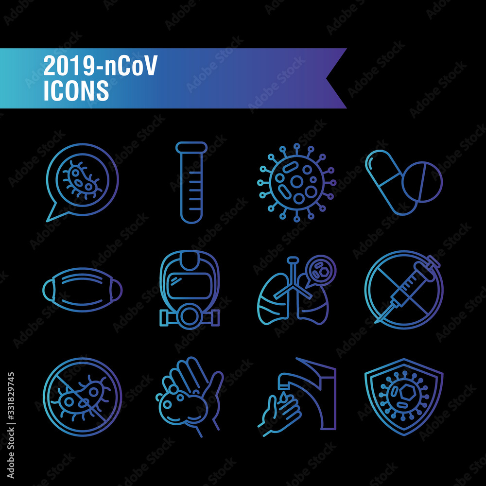 bundle of covid 19 designs, gradient line style icon vector illustration design bundle of covid 19 designs, gradient line style icon vector illustration design