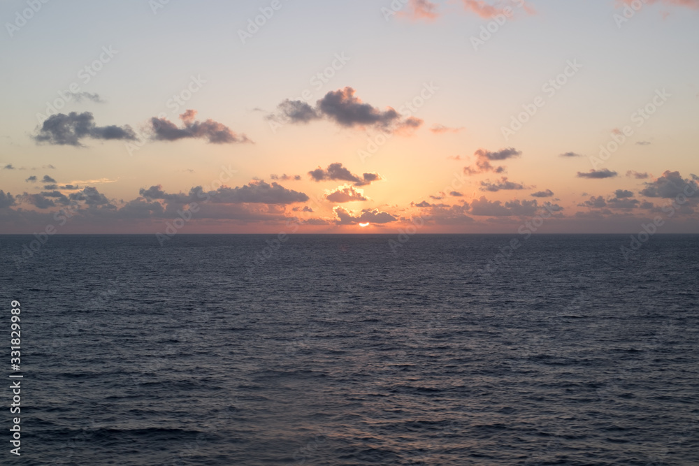 Sun set over the ocaen in the caribbean