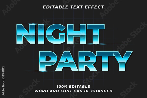 Night Party text style effect Premium Vector