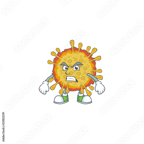 Charming outbreaks coronavirus mascot design style waving hand
