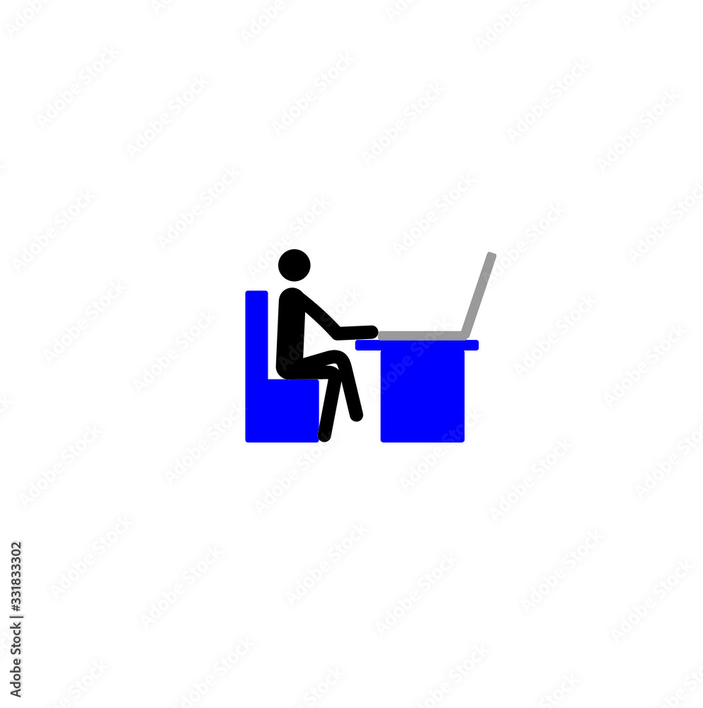 Stick Man at the Computer Work from Home Remote Learning Stick Man at the Computer Work from Home Remote Learning