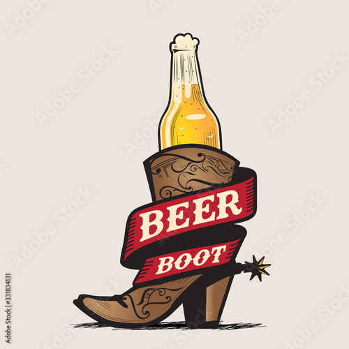 Beer and Boot vector illustration photo