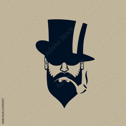 gentleman logo. vintage simple man  face icon