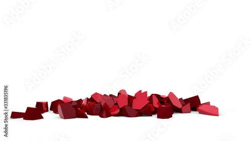 Delicate feelings. A broken heart symbol. Love is gone. 3D animation