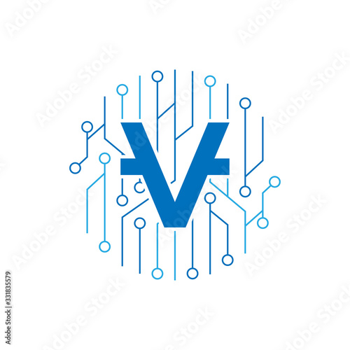 initial letter v logo e currency or cryptocurrency vector