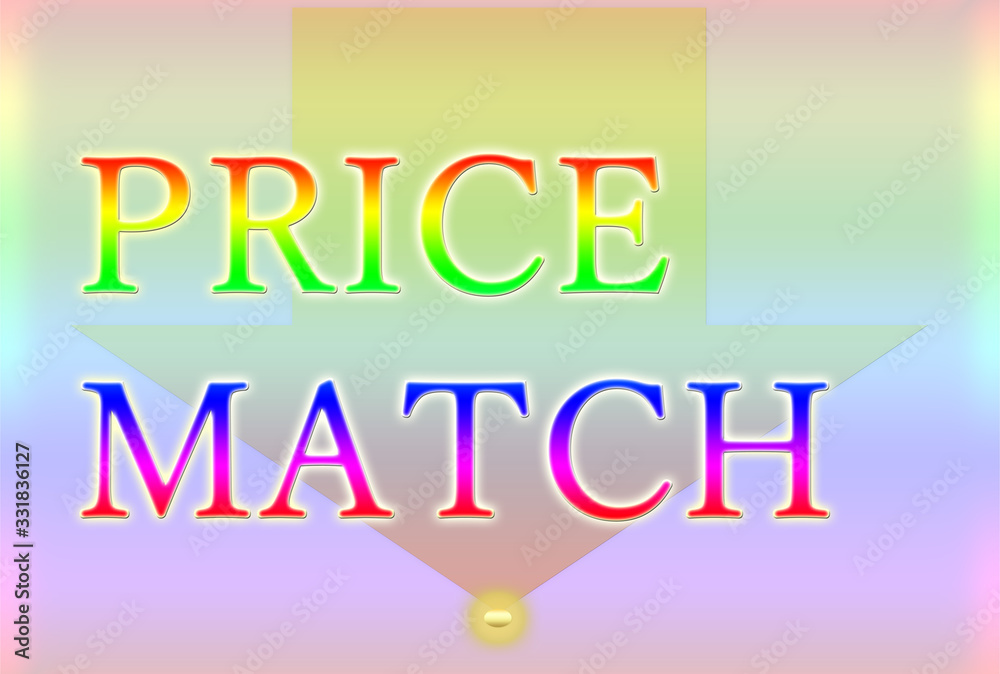 It is an illustration with a character string of price match. The background is also beautiful.