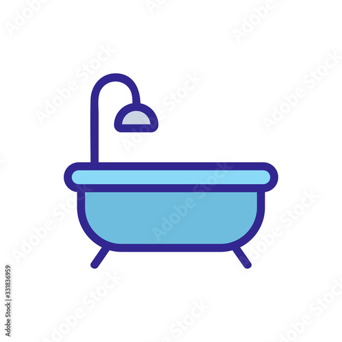 bath with shower icon vector. bath with shower sign. color isolated symbol illustration