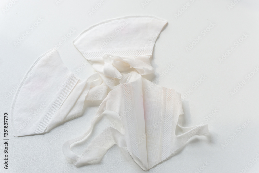 The mask that has been used, Used mask, old facemask. The mask that has been used, Used mask, old facemask.