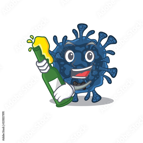 Wallpaper Mural Decacovirus with bottle of beer mascot cartoon style Torontodigital.ca