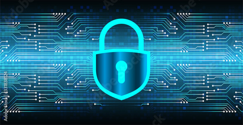 Closed Padlock on digital background, cyber security