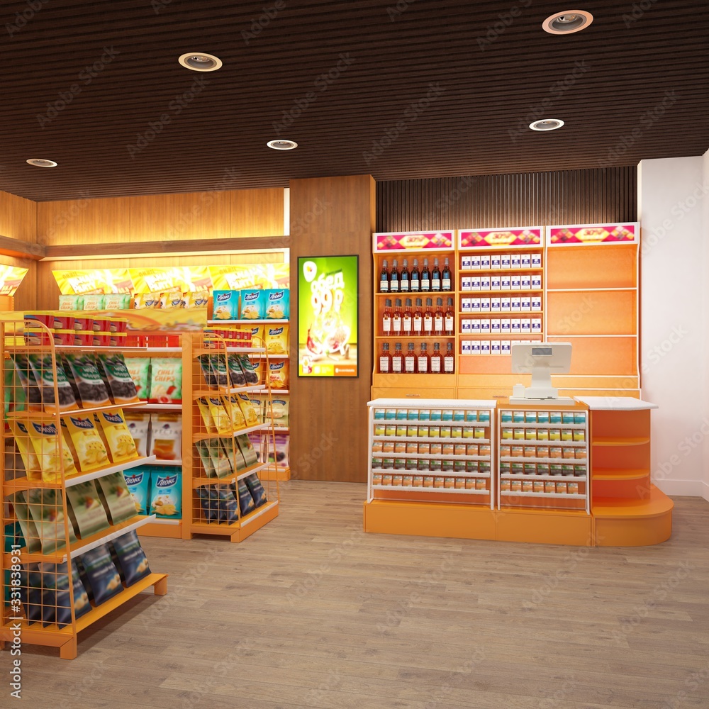 3d render of modern retail store