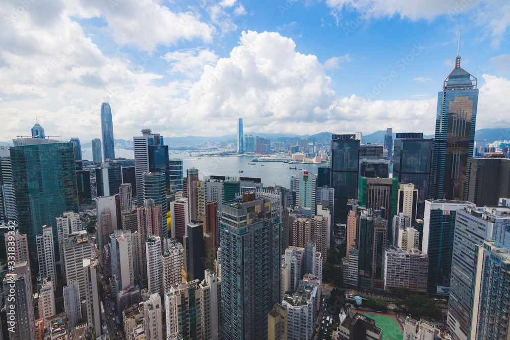 Urban Hong Kong Metropolitan Cityscape as seen from aerial view