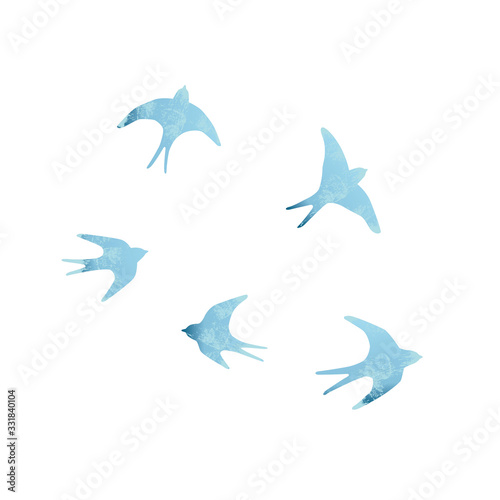 Vector silhouette illustration set of blue swallow