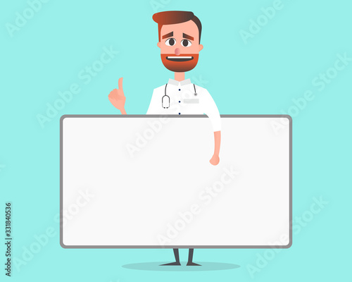 Doctor vector illustration design carrying notice board. for socialization purposes etc.
