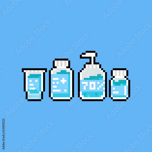 Pixel art alcohol icon set.